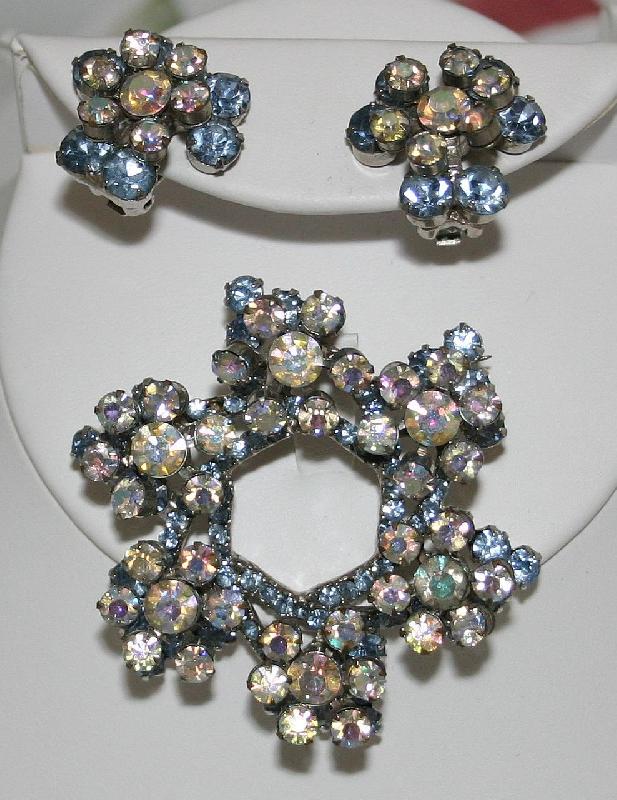 Front view of Blue Chatons Only Brooch