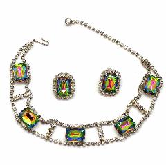 Clear Emerald Cut Multi-Color/Shaded Necklace