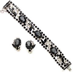 Black (jet) Navettes Bracelet Flat Push In