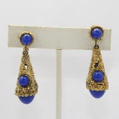 Blue Cabochons Earrings Clip