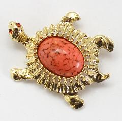 Orange Oval Spotted Brooch