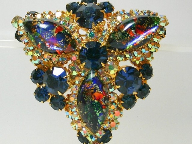 Front view of Blue Cabochons Multi-Color/Shaded Brooch