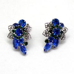 Blue Navettes Earrings Clip
