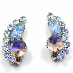 Blue Navettes Molded/Cut Earrings Clip