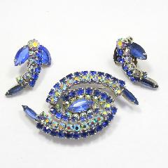 Blue Navettes Earrings Clip