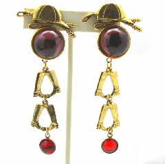 Red Cabochons Earrings Clip
