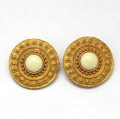 White (chalk Or Milk) Cabochons Earrings Clip