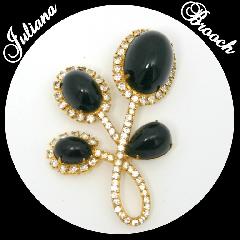 Black (jet) Cabochons Brooch
