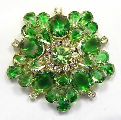 Green Oval Givre Brooch