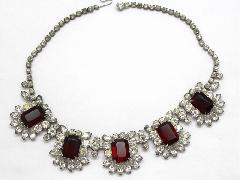 Red Emerald Cut Necklace
