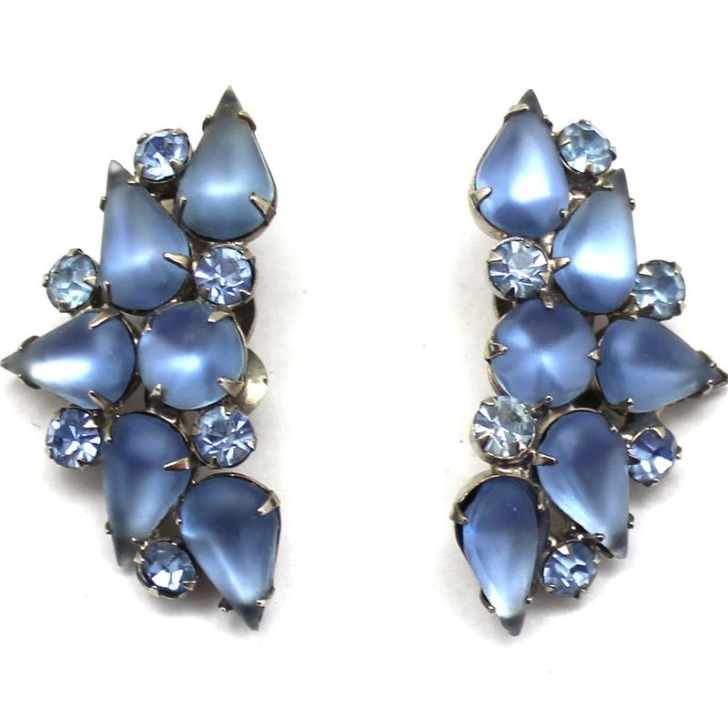 Front view of Blue Pear Frosted Earrings Clip
