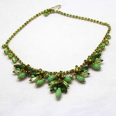 Green Navettes Molded/Cut Necklace