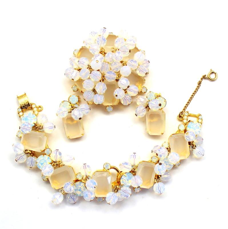 Front view of Yellow Emerald Cut Frosted Brooch