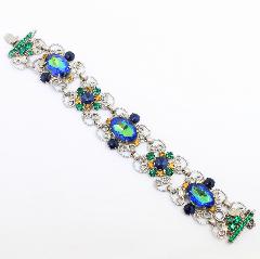 Blue Oval Multi-Color/Shaded Bracelet Flat Push In