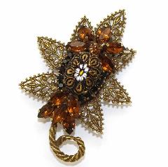 Topaz Cabochons Painted (hand/Transfer) Brooch