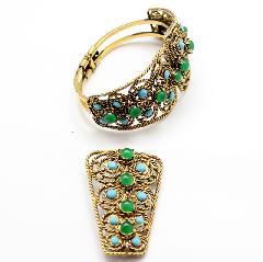 Green Cabochons Brooch