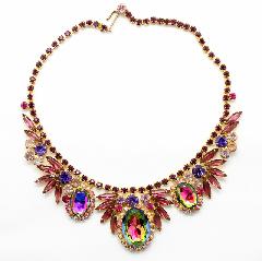 Purple (cardinal) Oval Multi-Color/Shaded Necklace