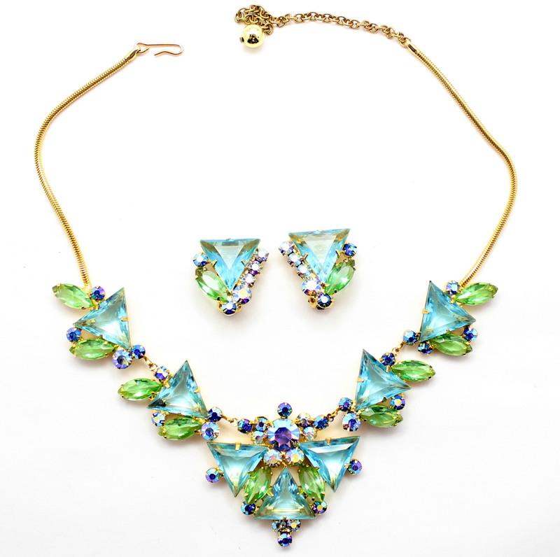 Front view of Blue Triangle Necklace