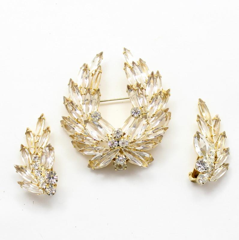 Front view of Clear Navettes Brooch