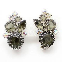 Gray (black Diamond) Navettes Earrings Clip