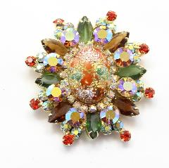 Orange Oval Spotted Pin Pendant