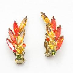 Orange Navettes Earrings Clip