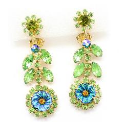 Green Navettes Molded/Cut Earrings Clip