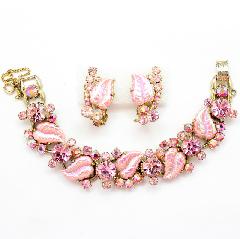 Pink Leaf Molded/Cut Bracelet 5 Link
