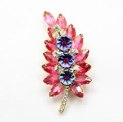 Pink Navettes Molded/Cut Brooch