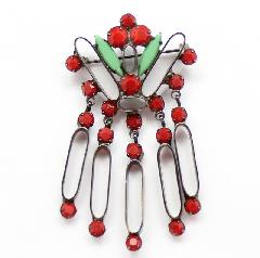 Red Navettes Brooch