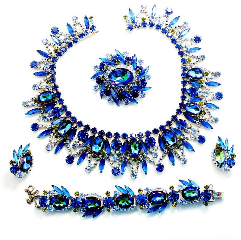 Front view of Blue Oval Multi-Color/Shaded Earrings Clip