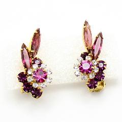 Purple (cardinal) Navettes Earrings Clip