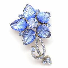 Blue Leaf Molded/Cut Brooch