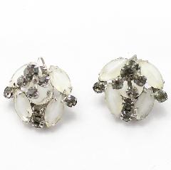 White (chalk Or Milk) Navettes Frosted Earrings Clip