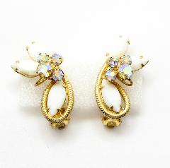 White (chalk Or Milk) Navettes Earrings Clip