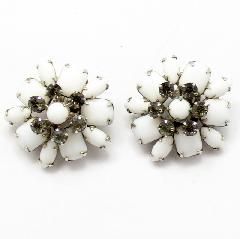 White (chalk Or Milk) Square Earrings Clip