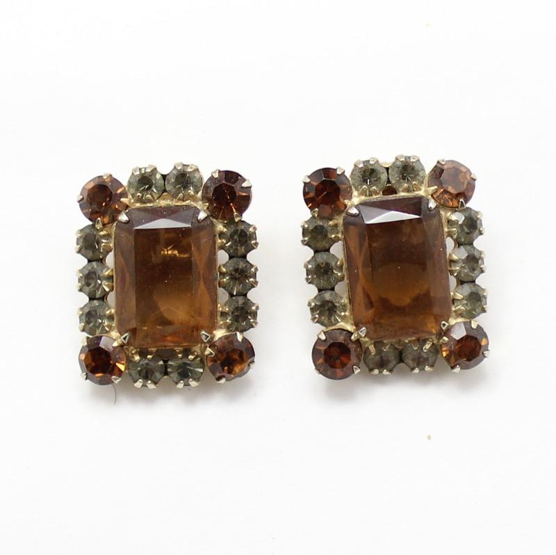 Front view of Topaz Emerald Cut Earrings Clip