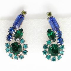Blue Baguettes Earrings Clip