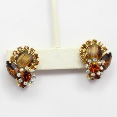 Topaz Navettes Striped Earrings Clip