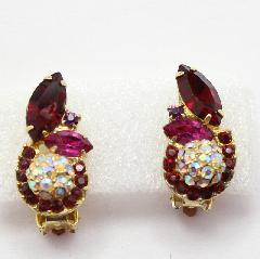 Red Navettes Earrings Clip