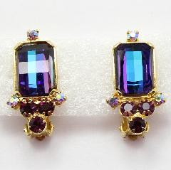 Purple (cardinal) Emerald Cut Multi-Color/Shaded Earrings Clip
