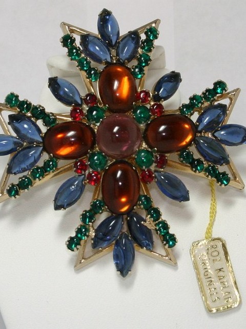 Front view of Multiple Colors Cabochons Brooch