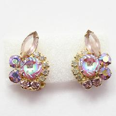 Pink Navettes Molded/Cut Earrings Clip