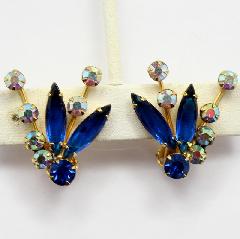Blue Navettes Earrings Clip