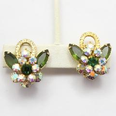 Green Navettes Earrings Clip
