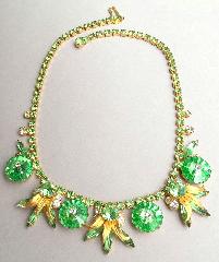 Green Navettes Rivoli/Margarita Necklace