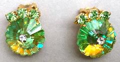 Green Chatons Only Rivoli/Margarita Earrings Clip