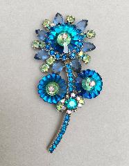Blue Navettes Rivoli/Margarita Brooch