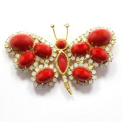 Red Cabochons Brooch