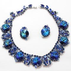 Blue Navettes Rivoli/Margarita Necklace
